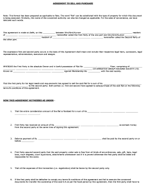 Agreement to Sell and Purchase Flat