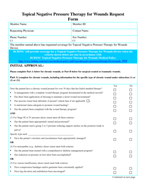 Topical Negative Pressure Therapy for Wounds Request Form