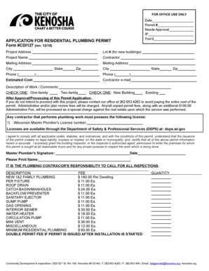 Wisconsin Residential Plumbing Permit Application