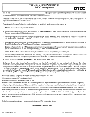 DTCC Super Access Coordinator Authorization Form