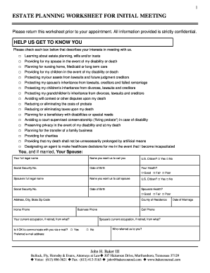 Estate Planning Worksheet