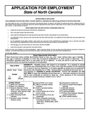 North Carolina State Employment Application