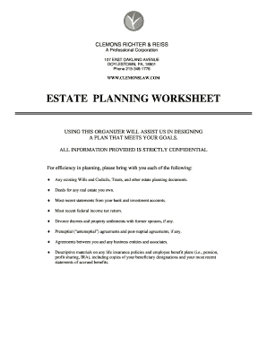 Estate Planning Worksheet