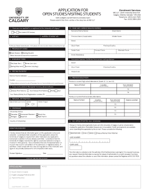 University of Calgary Open Studies Application Form