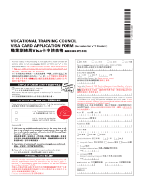 VTC Visa Card Application Form