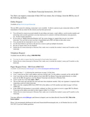 IRS Tax Return Transcript Instructions