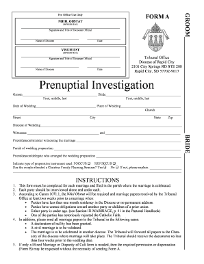 Catholic Prenuptial Investigation Form