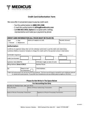 Credit Card Authorization Form