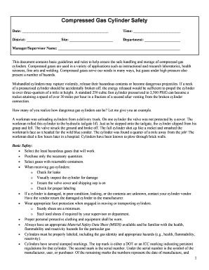 Compressed Gas Cylinder Safety Form