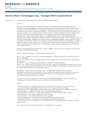 Swot analysis of a student - Siemens Water Technologies Corp. - Strategic SWOT Analysis Review