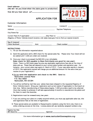 Massachusetts Nantucket License Plate Application