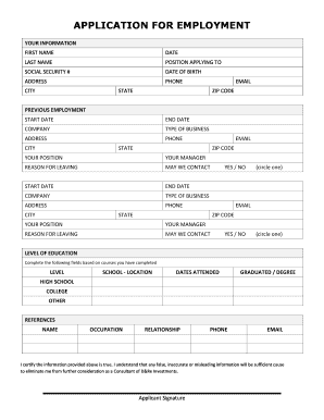 Employment Application Form