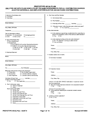 Prototype 401(k) Plan Template
