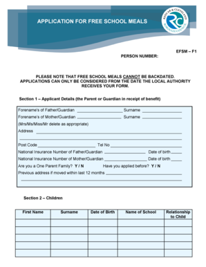Free School Meals Application