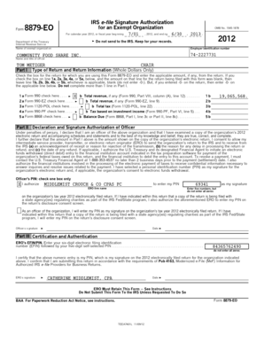 IRS Form 8879-EO Signature Authorization