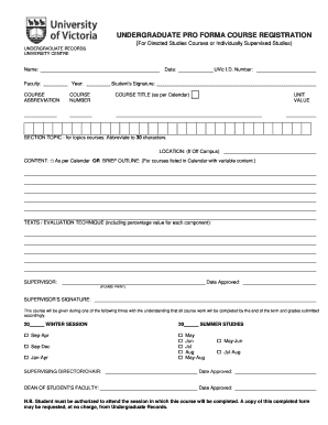 Undergraduate Pro Forma Course Registration