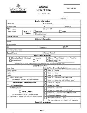 Office Use Only Order Form