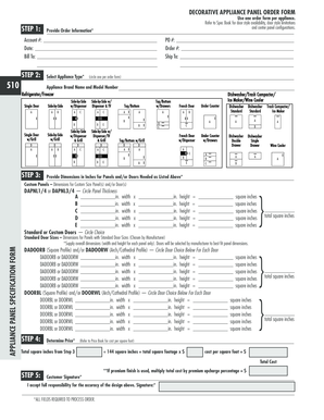 Decorative Appliance Panel Order Form