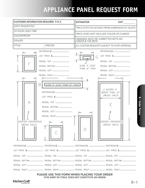 Appliance Panel Request Form