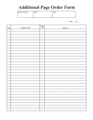 Additional Page Order Form
