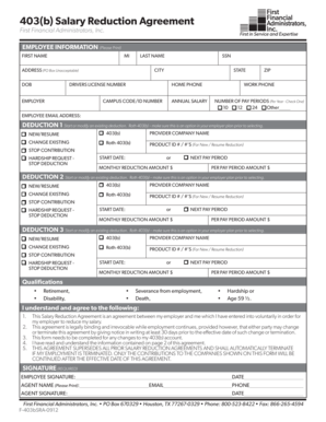403(b) Salary Reduction Agreement