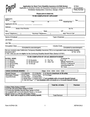 Short-Term Disability Insurance Application