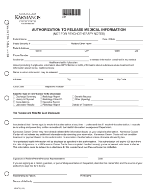 Kaiser doctor note - Authorization to release medical information - Karmanos Cancer ... - karmanos