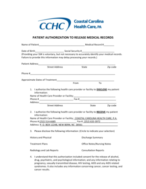 Patient Authorization to Release Medical Records