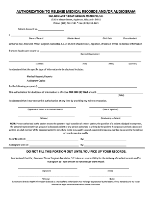 Authorization to Release Medical Records and Audiogram