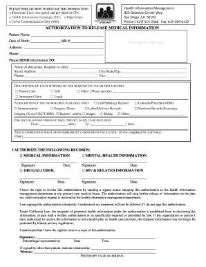 Hph online forms - AUTHORIZATION TO RELEASE MEDICAL INFORMATION