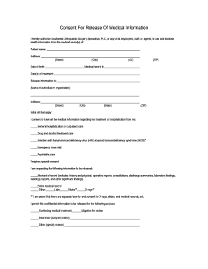 Consent For Release Of Medical Information