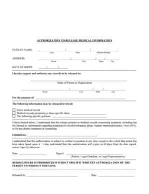 Authorization to Release Medical Information