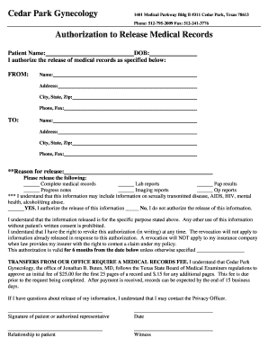 Authorization to Release Medical Records