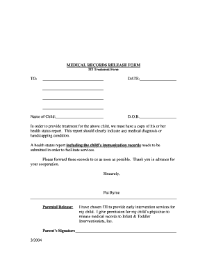 MEDICAL RECORDS RELEASE FORM TO: DATE: Name of ... - ITI Inc.