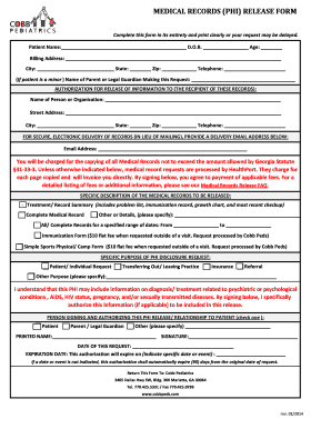 MEDICAL RECORDS (PHI) RELEASE FORM Complete this form in its entirety and print clearly or your request may be delayed
