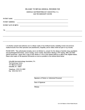 Release to Obtain Medical Records