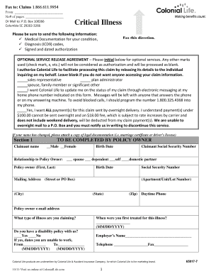 Colonial Life Critical Illness Claim Form