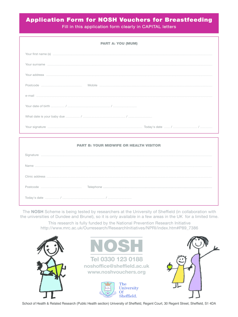 apply for nosh vouchers form Preview on Page 1.