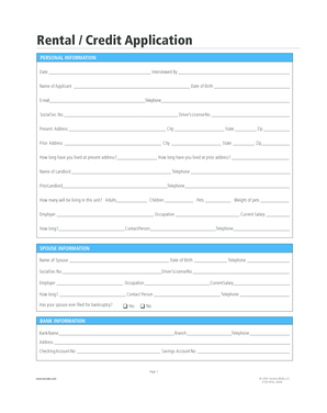 Rental Credit Application Form
