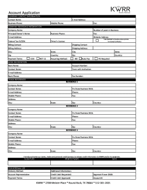 Account Application Form
