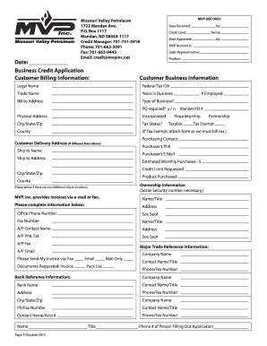 Credit Application - Business - Missouri Valley Petroleum - mvpinc