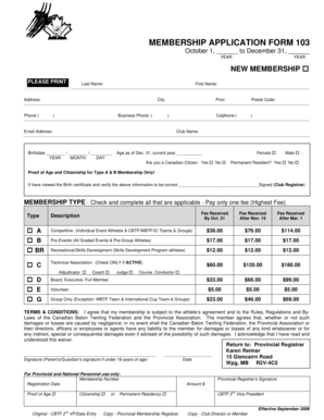 Membership Application Form 103