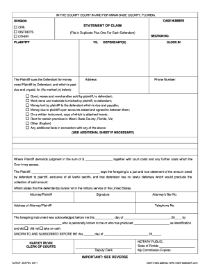 Florida Civil Statement of Claim