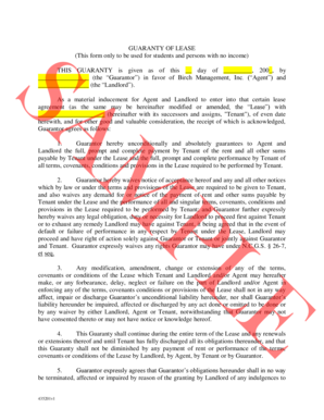 Student Lease Guaranty Agreement