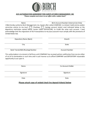 ACH Authorization Agreement