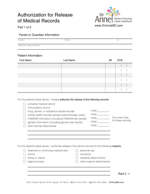 Authorization for Release of Medical Records