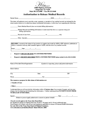 Authorization to Release Medical Records