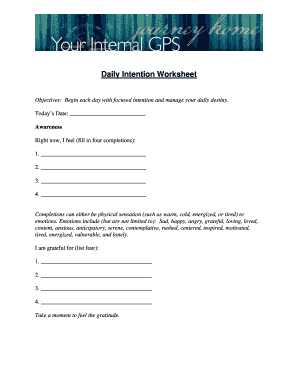Daily Intention Worksheet