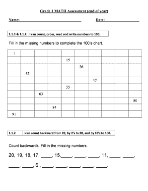 Grade 1 Math Assessment