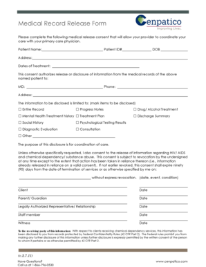 Medical Record Release Form